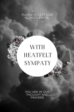 Sympathy Phrase with Flowers and Clouds Postcard 4x6in Vertical Design Template