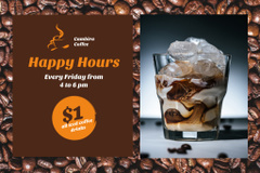 Brown Ad of Happy Hours in Cafe