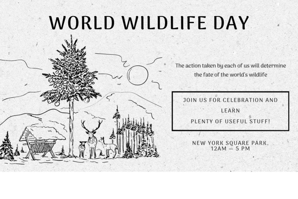 World Wildlife Day Observing Announcement Postcard 4x6in Design Template