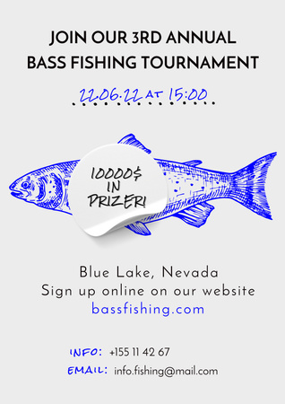 Fishing Tournament Announcement Poster Design Template