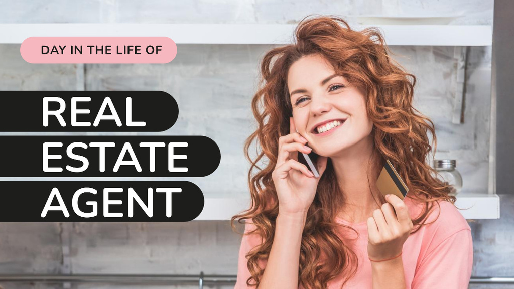 Real Estate Agent Woman Talking on the Phone Youtube Thumbnail – шаблон для дизайна