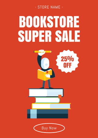 Ad of Super Sale from Bookstore Flayer Design Template