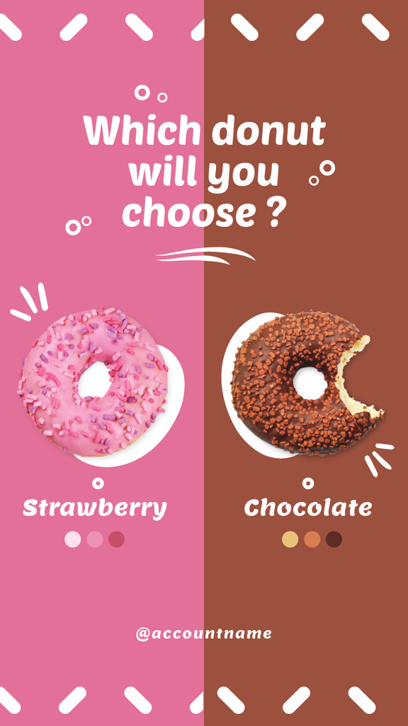 Survey About Favorite Donut with Strawberry or Chocolate Instagram Story Tasarım Şablonu