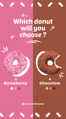Survey About Favorite Donut with Strawberry or Chocolate Instagram Story Design Template