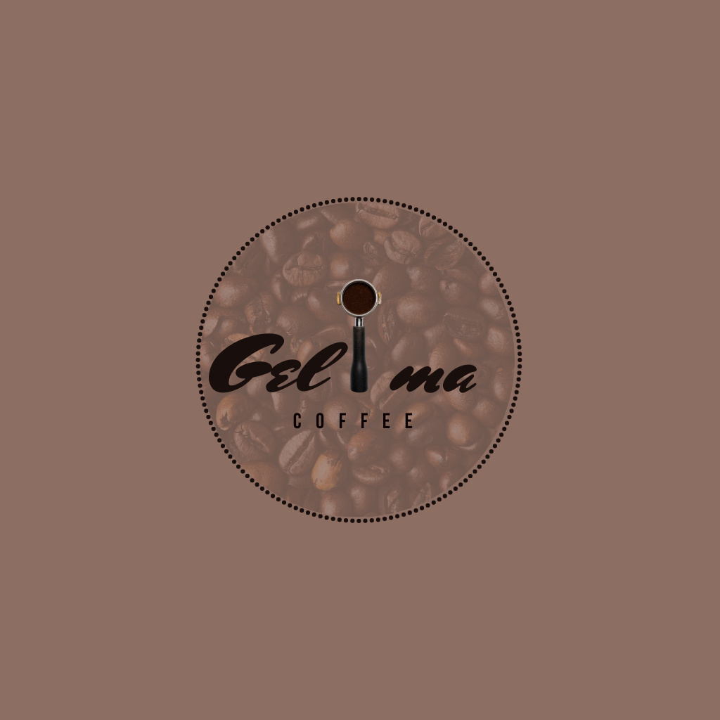 Cafe Ad with Coffee Beans on Brown Logo Design Template