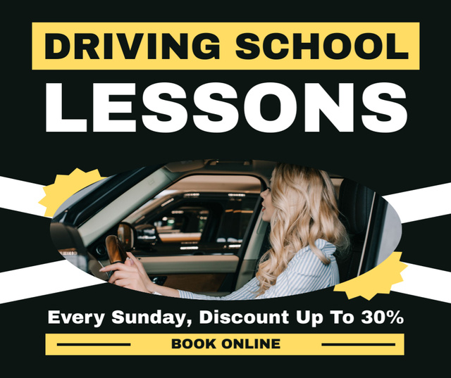 Designvorlage Best Driving Schools Lessons With Schedule And Discounts für Facebook