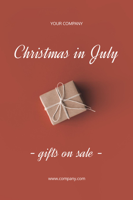 Delightful Christmas in July Presents Sale Offer In Red Postcard 4x6in Vertical Design Template