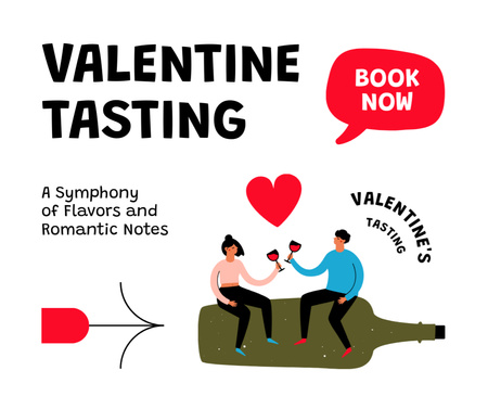 Modèle de visuel Dégustation de vins pour la Saint-Valentin avec réservation - Facebook