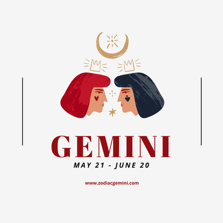 Zodiac Sign of Gemini in Grey Instagram Tasarım Şablonu