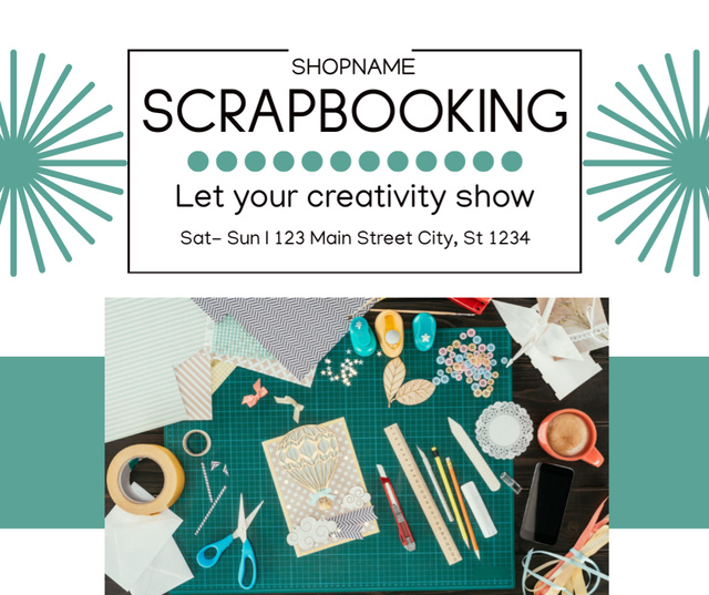 Scrapbooking Craft Tools And Materials Facebook Πρότυπο σχεδίασης