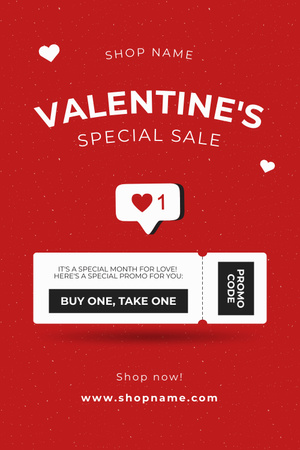 Designvorlage Valentine's Day Promo Code Discount für Pinterest