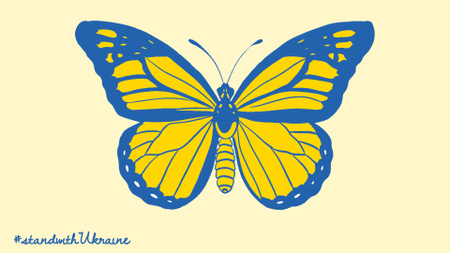 Butterfly in Ukrainian Flag Colors Zoom Background Design Template