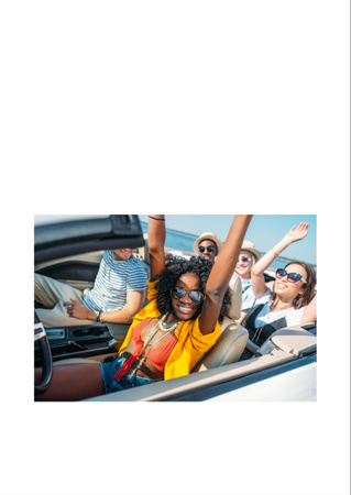Health Insurance Offer for Tourists with Young People in Cabriolet Flyer A6 Design Template