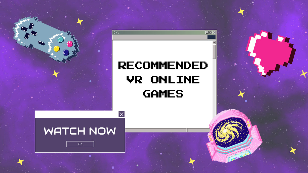 VR Online Games Youtube Thumbnailデザインテンプレート