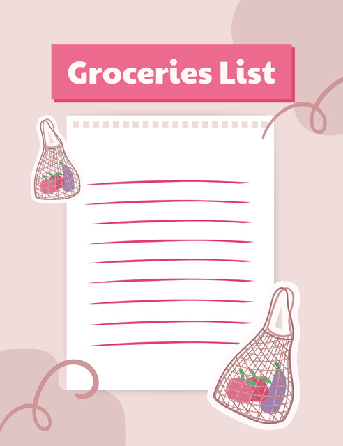 Empty Notes for Groceries List Notepad 107x139mmデザインテンプレート