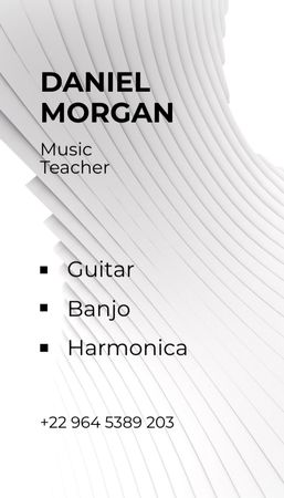Piano Teacher Service Offering Business Card US Vertical Design Template