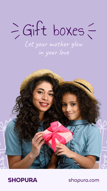 Mother's Day Holiday Greeting with African American Family Instagram Story Design Template