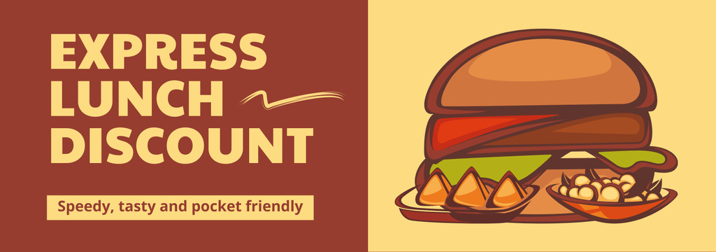 Illustration of Burger for Express Lunch Discount Tumblr Tasarım Şablonu