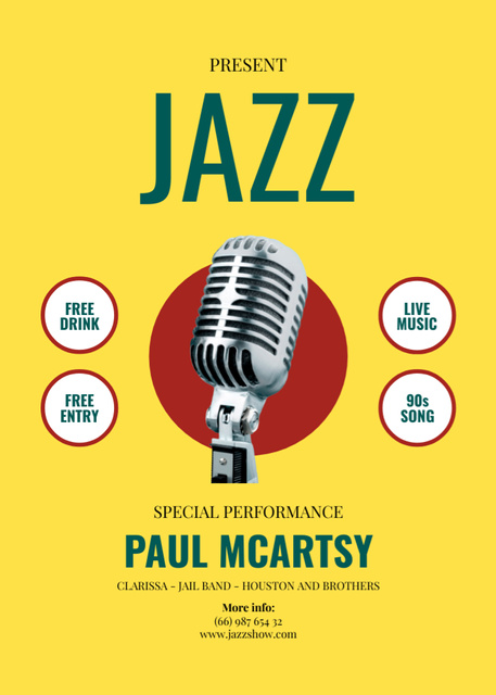Special Jazz Performance Announcement Flayer Design Template