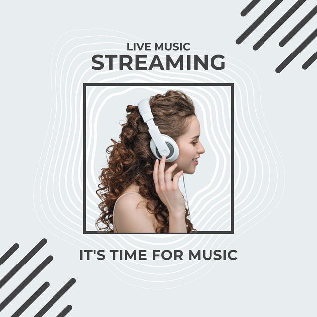 Platilla de diseño Young Female Listening To Music in Headphones Instagram