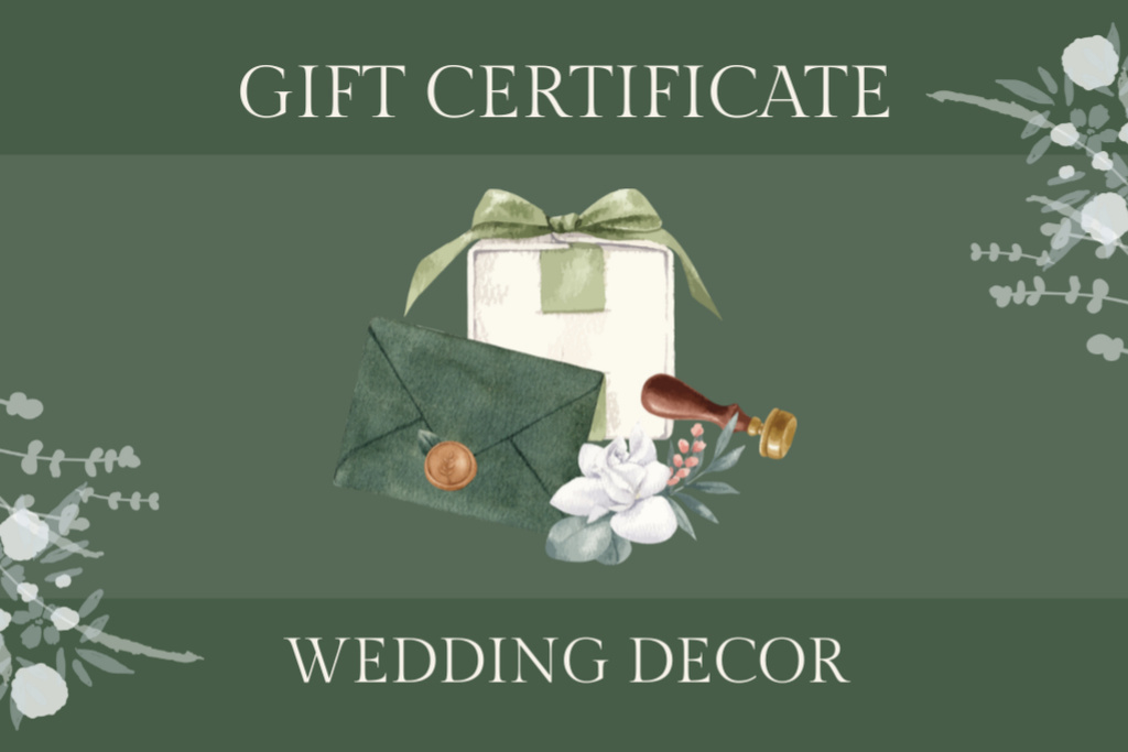Ontwerpsjabloon van Gift Certificate van Wedding Decor Offer