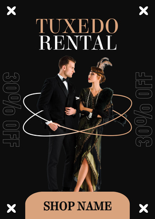 Rental tuxedos and party wear service Poster Design Template