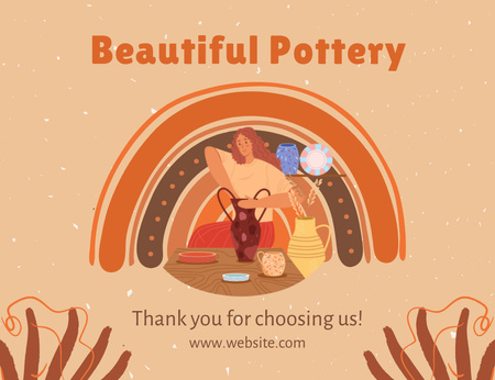 Platilla de diseño Illustrated And Beautiful Pottery Offer Thank You Card 5.5x4in Horizontal