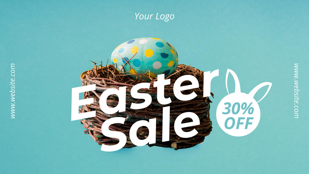 Painted Easter Egg in Decorative Nest FB event cover Design Template