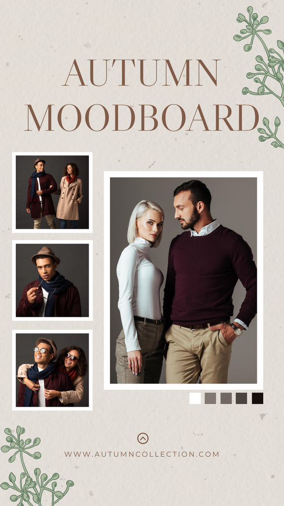 Autumn Moodboard with Elegant Couple Instagram Story Design Template