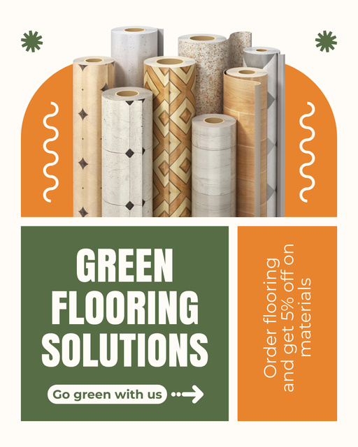 Ontwerpsjabloon van Instagram Post Vertical van Eco Flooring Solution With Linoleum Rolls