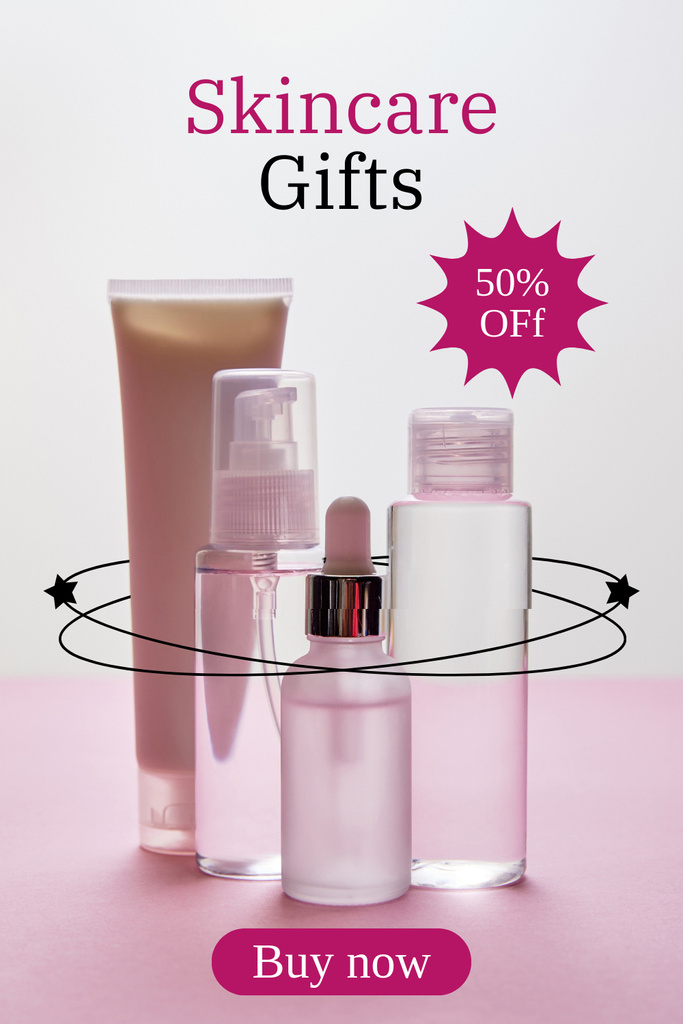 Designvorlage Skincare Gift Box Pink für Pinterest