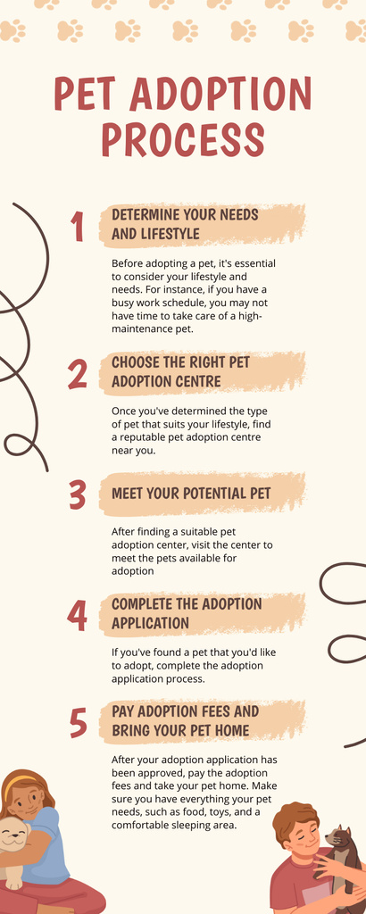 Animal Adoption Process Infographic Tasarım Şablonu