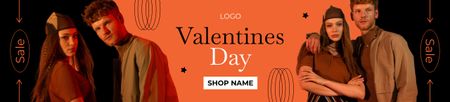 Valentine's Day Sale with Stylish Couple Ebay Store Billboard Design Template
