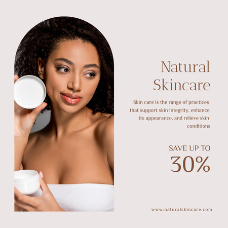 Ontwerpsjabloon van Instagram van Natural Skincare Cream Ad