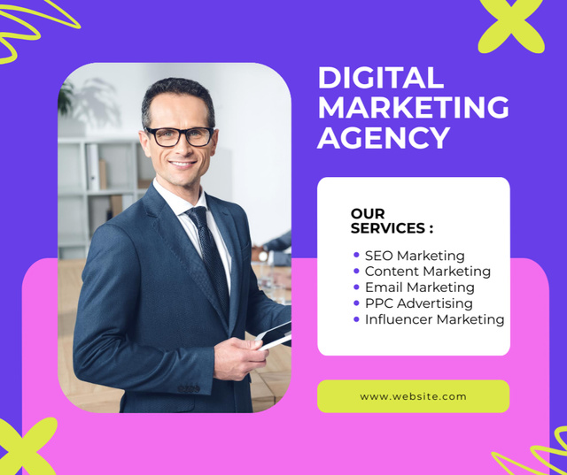 Various Marketing Services Offered By Agency Facebook Πρότυπο σχεδίασης