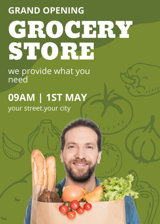 Supermarket Groceries With Daily Necessities Flayer Design Template