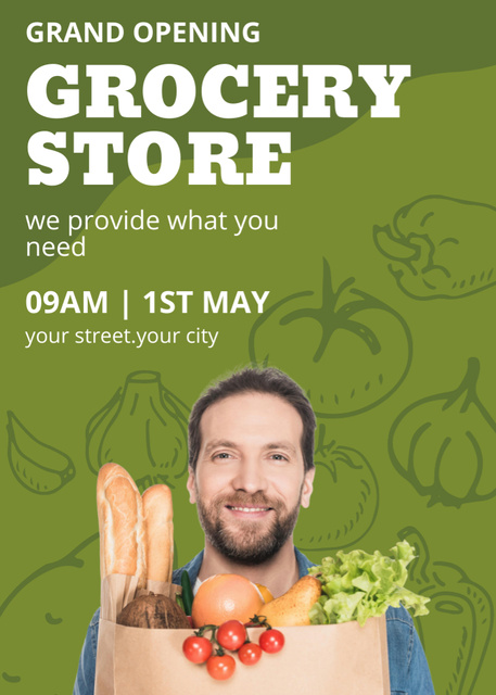 Template di design Supermarket Groceries With Daily Necessities Flayer