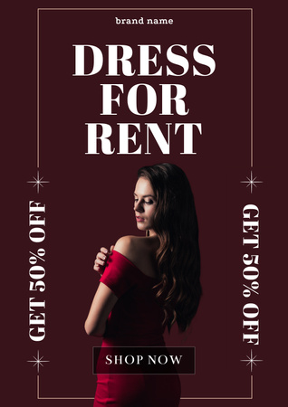 Dress for rent maroon Poster tervezősablon
