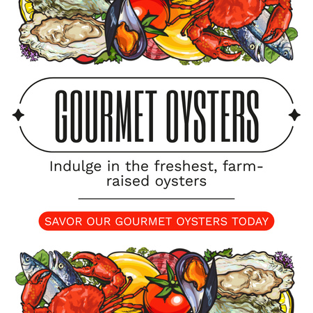 Designvorlage Angebot an Gourmet-Austern für Instagram