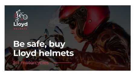Ontwerpsjabloon van Title van Bikers Helmets Promotion with Woman on Motorcycle