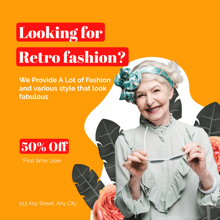 Senior lady on retro fashion sale Instagram AD – шаблон для дизайну