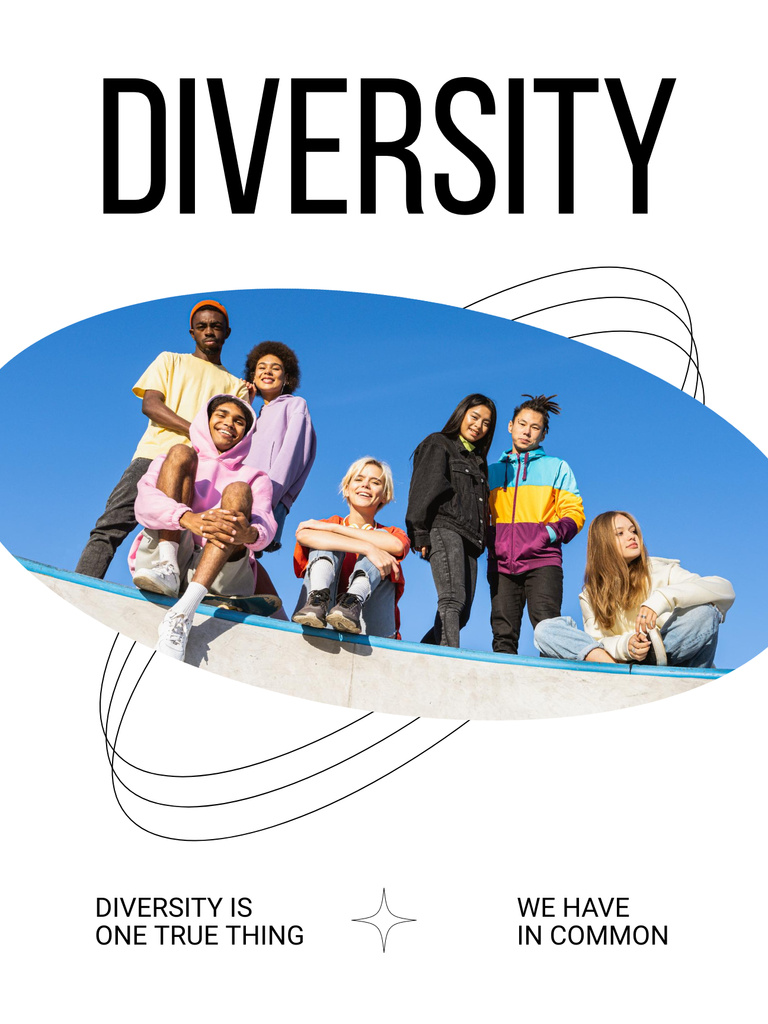 Plantilla de diseño de Motivation of Anti-Racism with Young People on Blue Poster US 