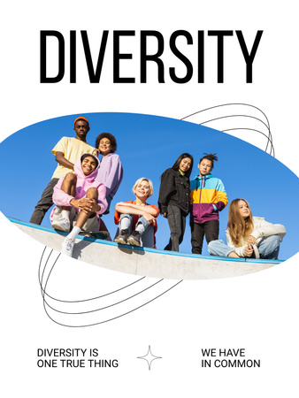 Designvorlage Motivation zum Antirassismus bei Jugendlichen auf Blau für Poster US