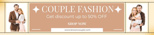Designvorlage Fashion Ad with Couple in Stylish Outfits für Ebay Store Billboard