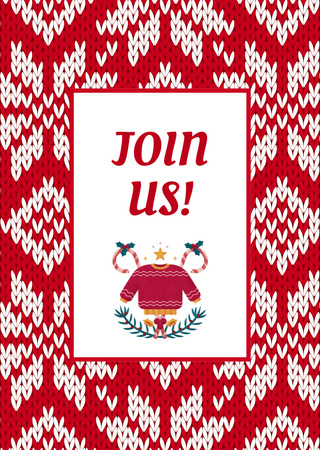 Ugly Sweaters Offer With Embroidery Ornament Postcard A6 Vertical Design Template