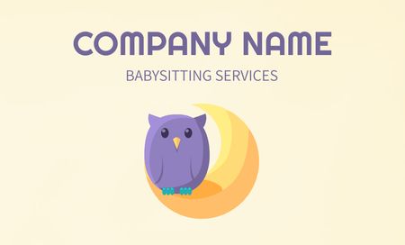 Babysitting Services Offer with Cartoon Owl Business Card 91x55mm Design Template