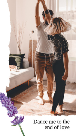 rakastava pari tanssii kotona Instagram Story Design Template