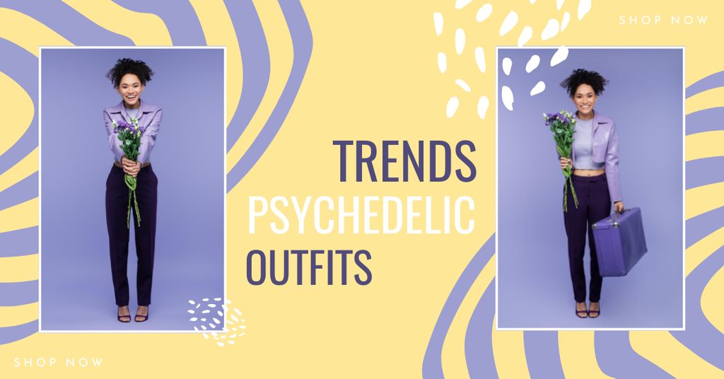 Proposal with Trendy Psychedelic Outfits Facebook AD – шаблон для дизайну