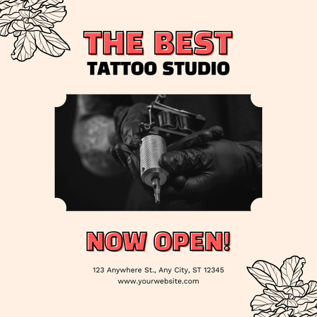 Best Tattoo Studio Opening Announcement Instagram Design Template