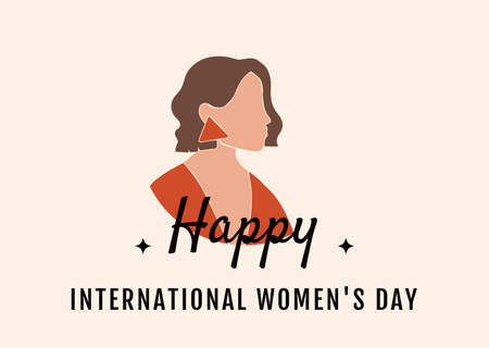 Wishes on International Women's Day with Beautiful Woman Postcard – шаблон для дизайна